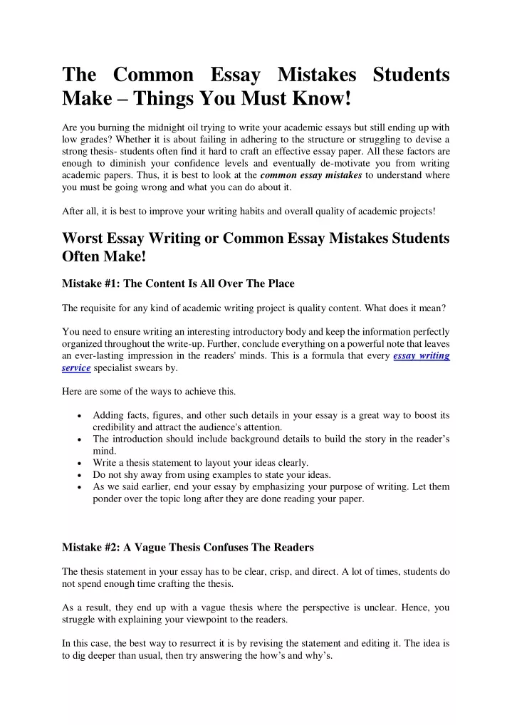 the common essay mistakes students make things