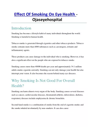 Effect Of Smoking On Eye Health - Ojaseyehospital