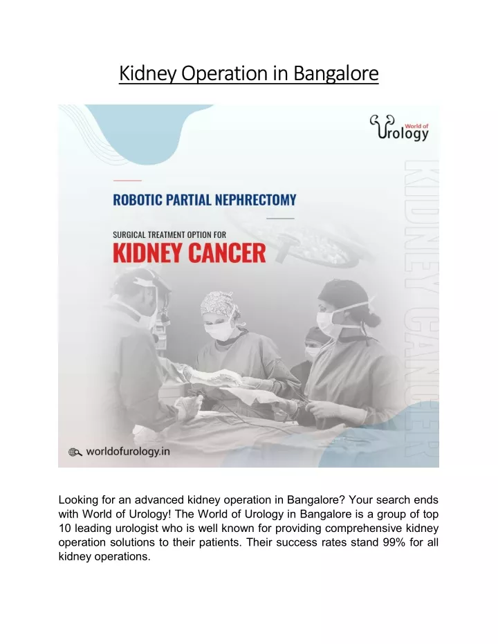 kidney operation in bangalore kidney operation