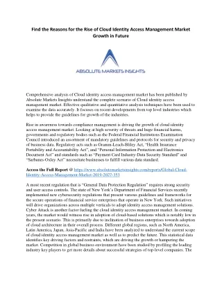 Find the Reasons for the Rise of Cloud Identity Access Management Market Growth