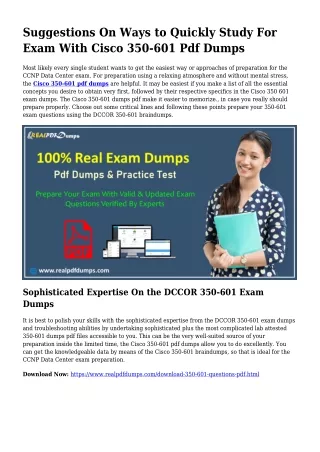 350-601 Pdf Dumps The Logical Preparation Supply