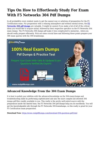 304 PDF Dumps To Solve Preparation Complications