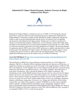Industrial IoT Chipset Market Dynamics, Industry Forecast, In-Depth Analysis & K