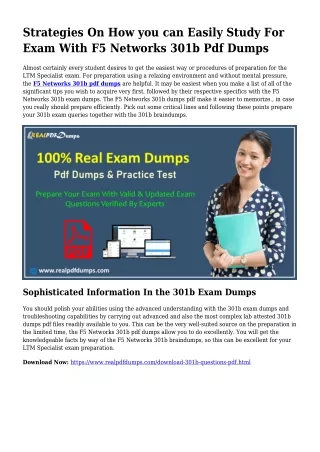 Viable Your Planning By means of 301b Pdf Dumps