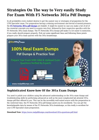 Feasible Your Preparation Through 301a Pdf Dumps