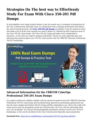 Sustainable 350-201 Dumps Pdf For Amazing Outcome