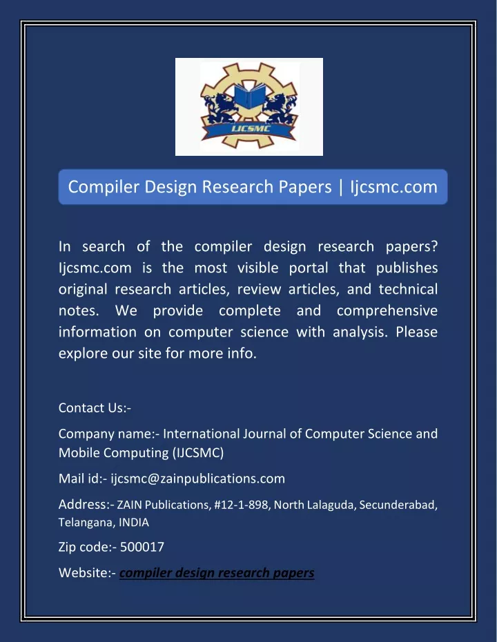 compiler design research papers ijcsmc com