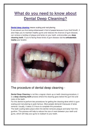 what do you need to know about dental deep