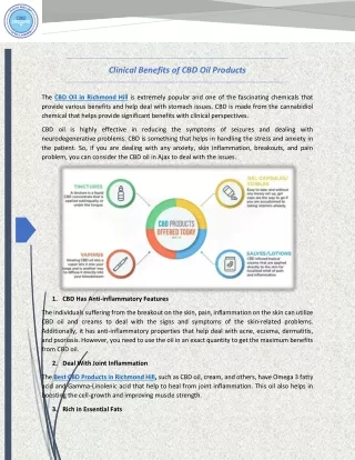 Clinical Benefits of CBD Oil Products