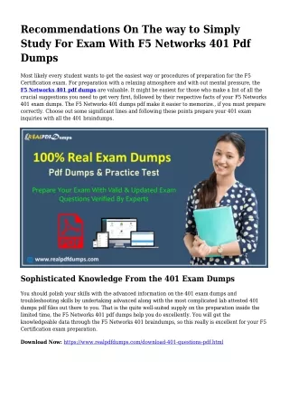 Worthwhile Planning Via the Help Of 401 Dumps Pdf