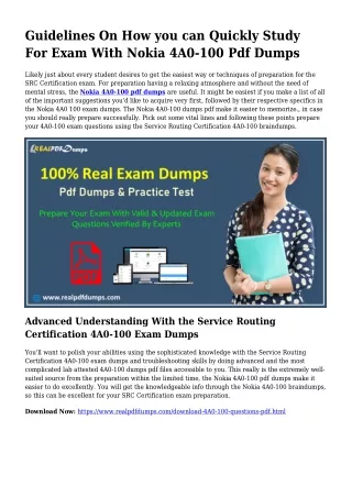 Polish Your Competencies With the Assist Of 4A0-100 Pdf Dumps