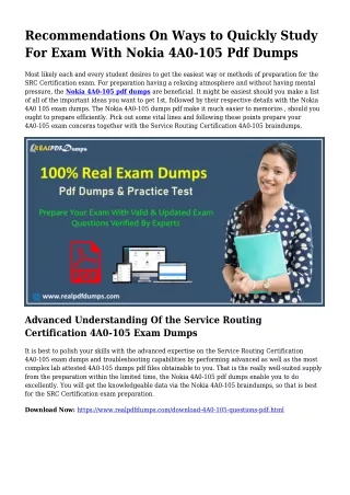 4A0-105 PDF Dumps To Solve Preparation Difficulties