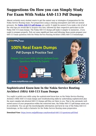 4A0-113 Pdf Dumps The Logical Preparation Supply