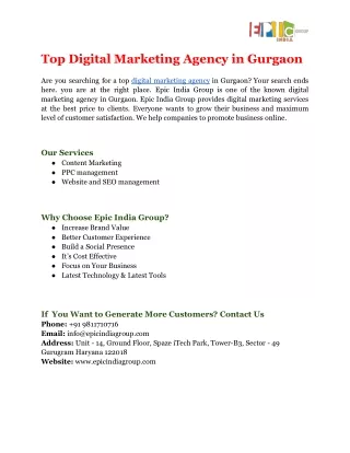 Top Digital Marketing Agency in Gurgaon