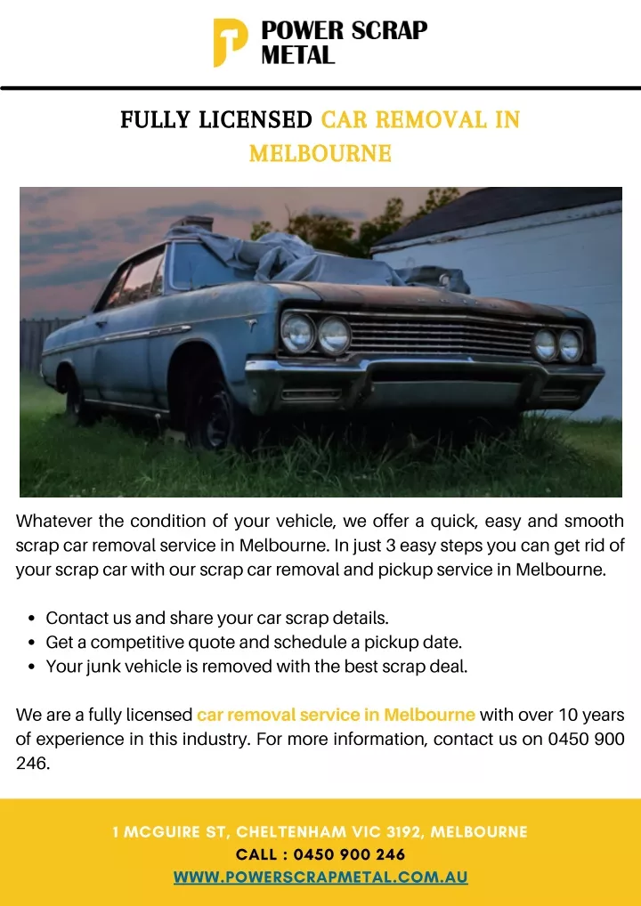 fully licensed car removal in melbourne