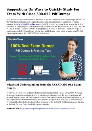 Useful Planning From the Aid Of 500-052 Dumps Pdf