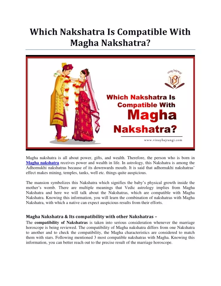 which nakshatra is compatible with magha nakshatra