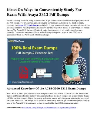 Polish Your Skills Using the Assistance Of 3313 Pdf Dumps