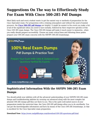 Useful Preparing From the Support Of 500-285 Dumps Pdf
