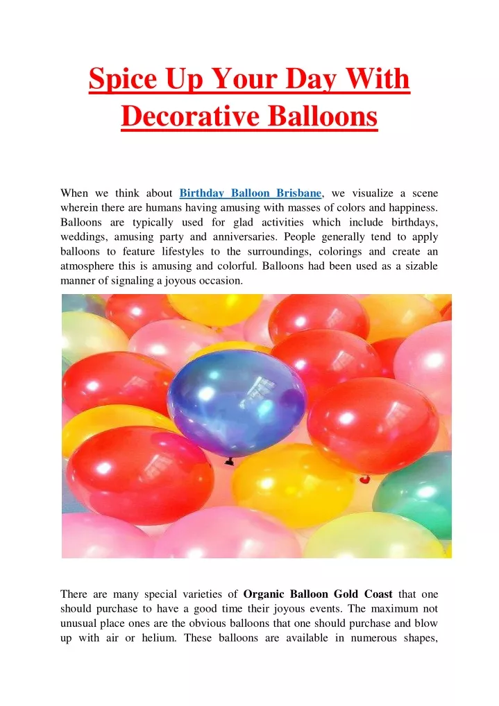 spice up your day with decorative balloons