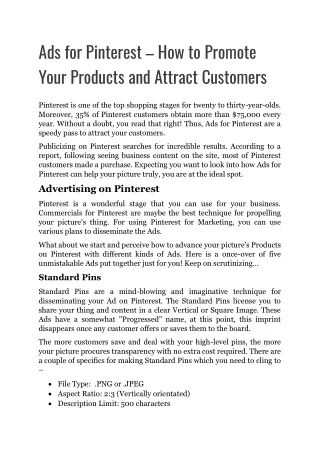 Ads for Pinterest – How to Promote Your Products and Attract Customers