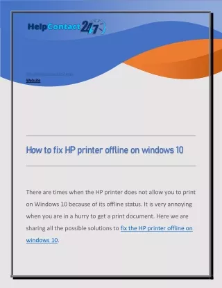 How to fix hp printer offline on windows 10