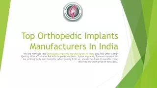 Top Orthopedic Implants Manufacturers In India