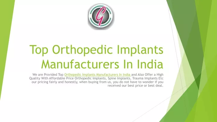 top orthopedic implants manufacturers in india