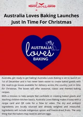 Australia Loves Baking Launches Just In Time For Christmas