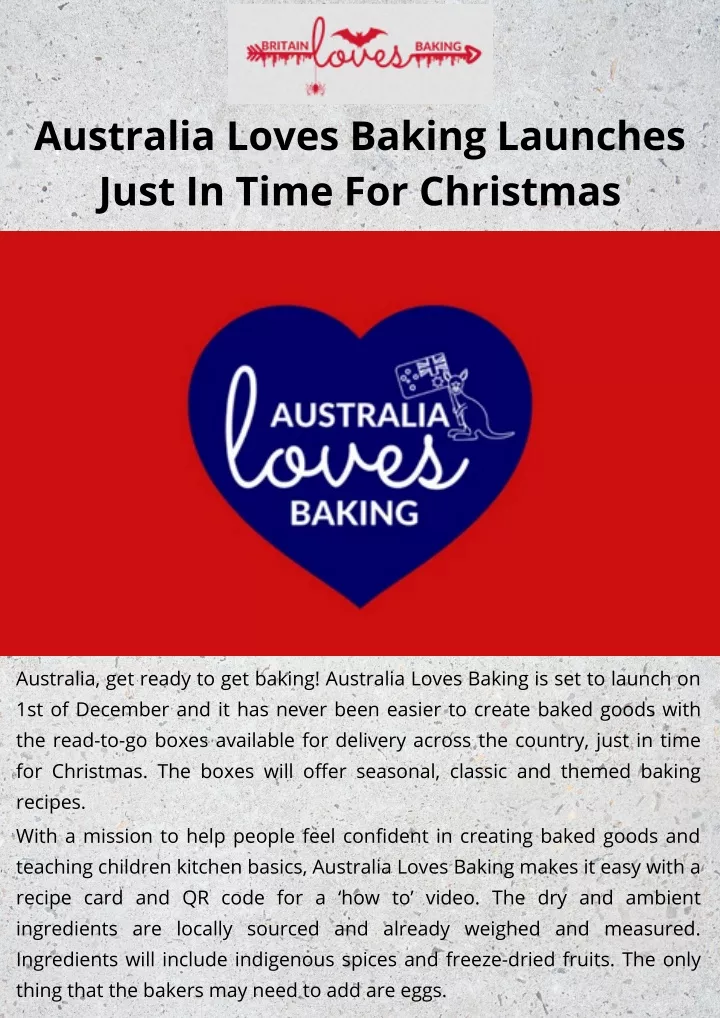 australia loves baking launches just in time