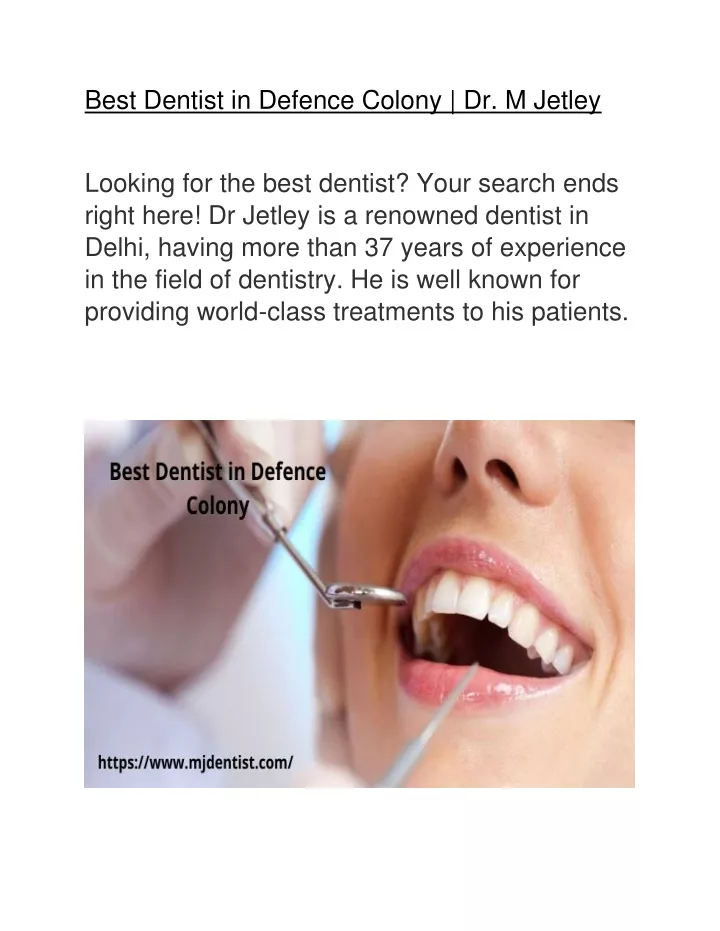 best dentist in defence colony dr m jetley