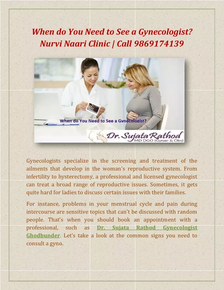 when do you need to see a gynecologist nurvi