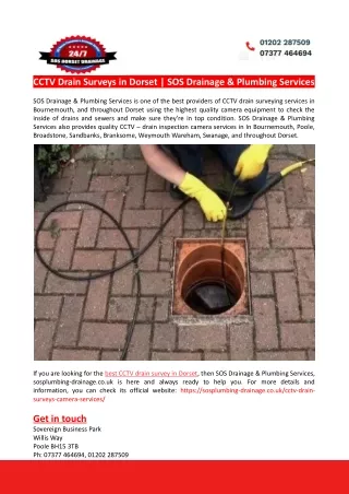CCTV Drain Surveys in Dorset