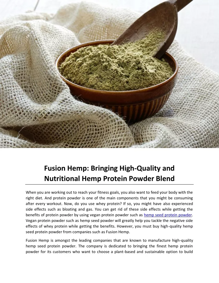 fusion hemp bringing high quality and nutritional