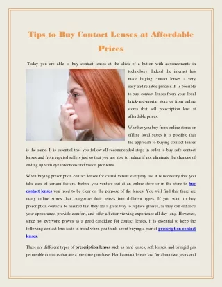Tips to Buy Contact Lenses at Affordable Prices