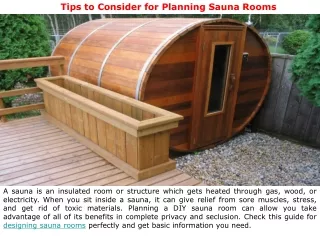 tips to consider for planning sauna rooms