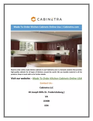 Made To Order Kitchen Cabinets Online Usa | Cabinetra.com
