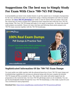 Beneficial Planning By the Aid Of 700-765 Dumps Pdf