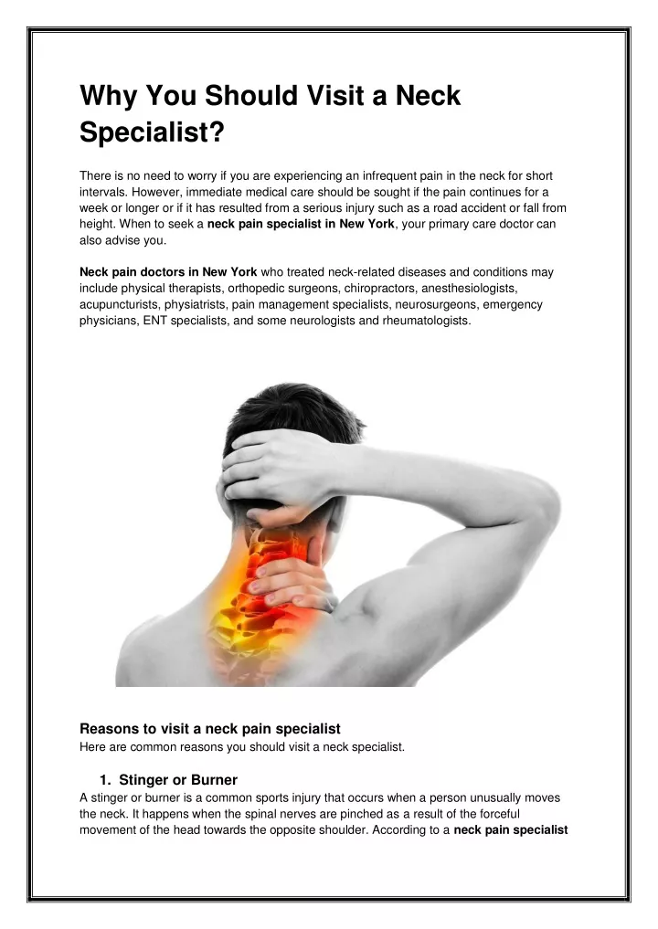 why you should visit a neck specialist there