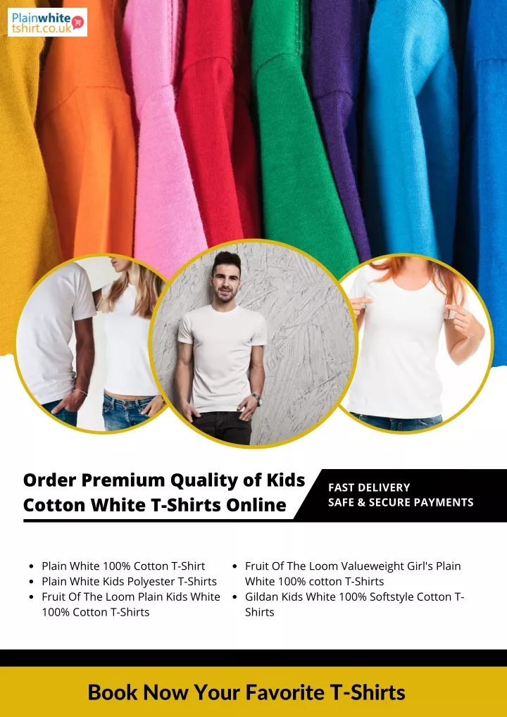order premium quality of kids cotton white