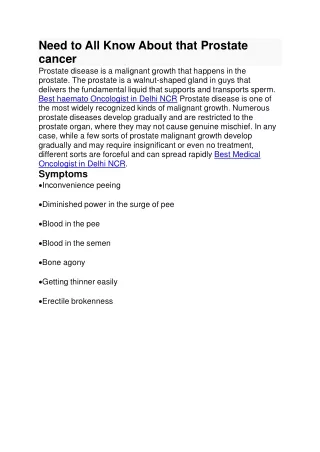 need to all know about that prostate cancer