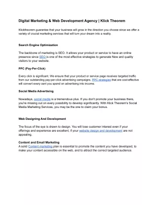 Digital Marketing & Web Development Agency | Klick Theorem