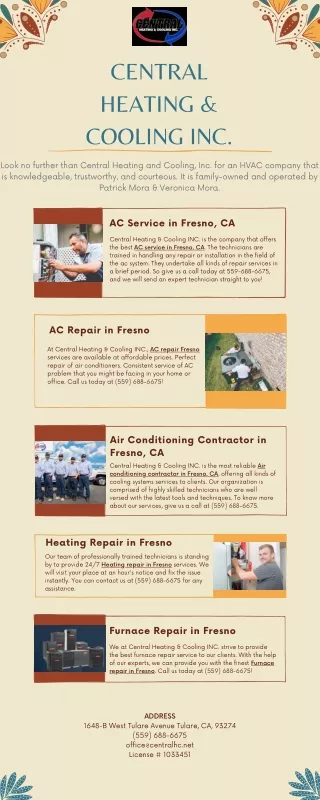 Central Heating & Cooling Inc. Infographic
