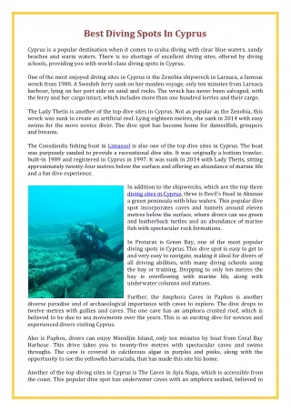 Best Diving Spots In Cyprus