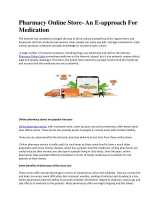 Pharmacy Online Store- An E-approach For Medication