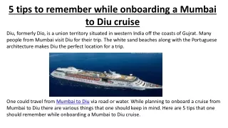 5 tips to remember while onboarding a cruise from Mumbai to Diu