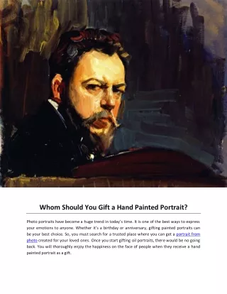 Whom Should You Gift a Hand Painted Portrait