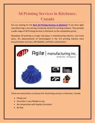 3d Printing Services in Kitchener, Canada