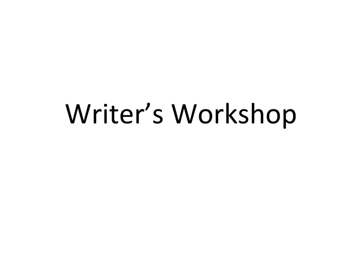 writer s workshop