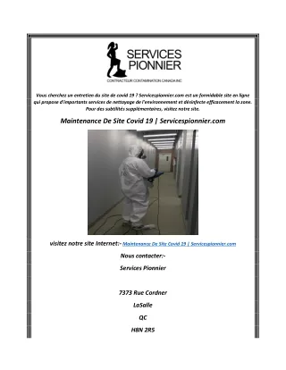 Maintenance De Site Covid 19  Servicespionnier.com